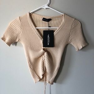 New PLT cropped front tie sweater.